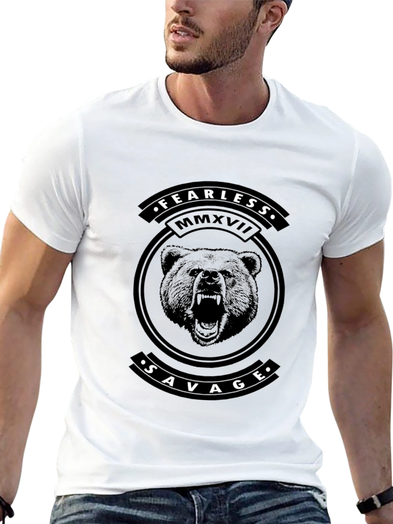 Fearless Savage Bear Graphic T-Shirt