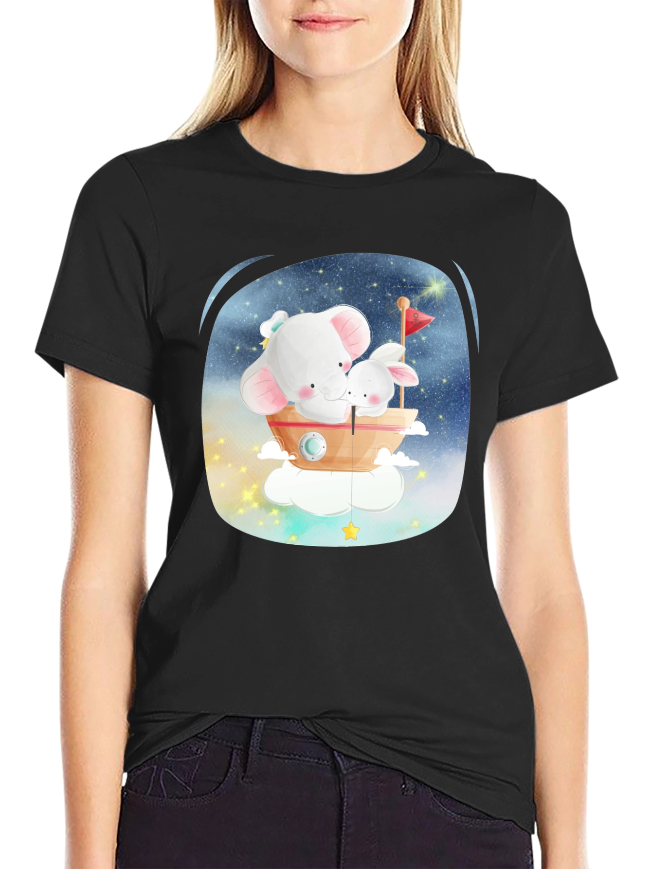 Cute Elephant & Bunny T-Shirt - Dreamy Design