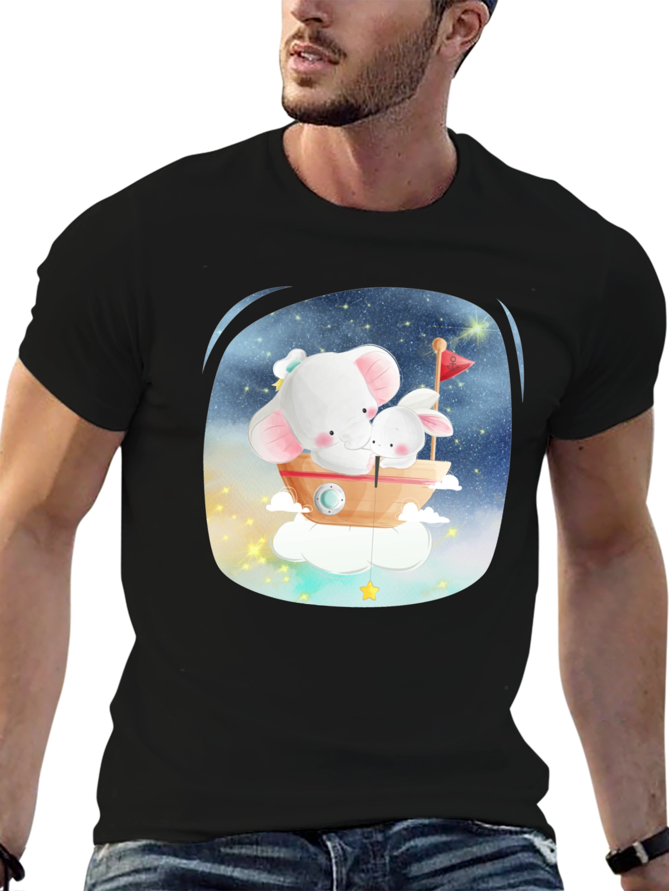 Cute Elephant & Bunny T-Shirt - Dreamy Design