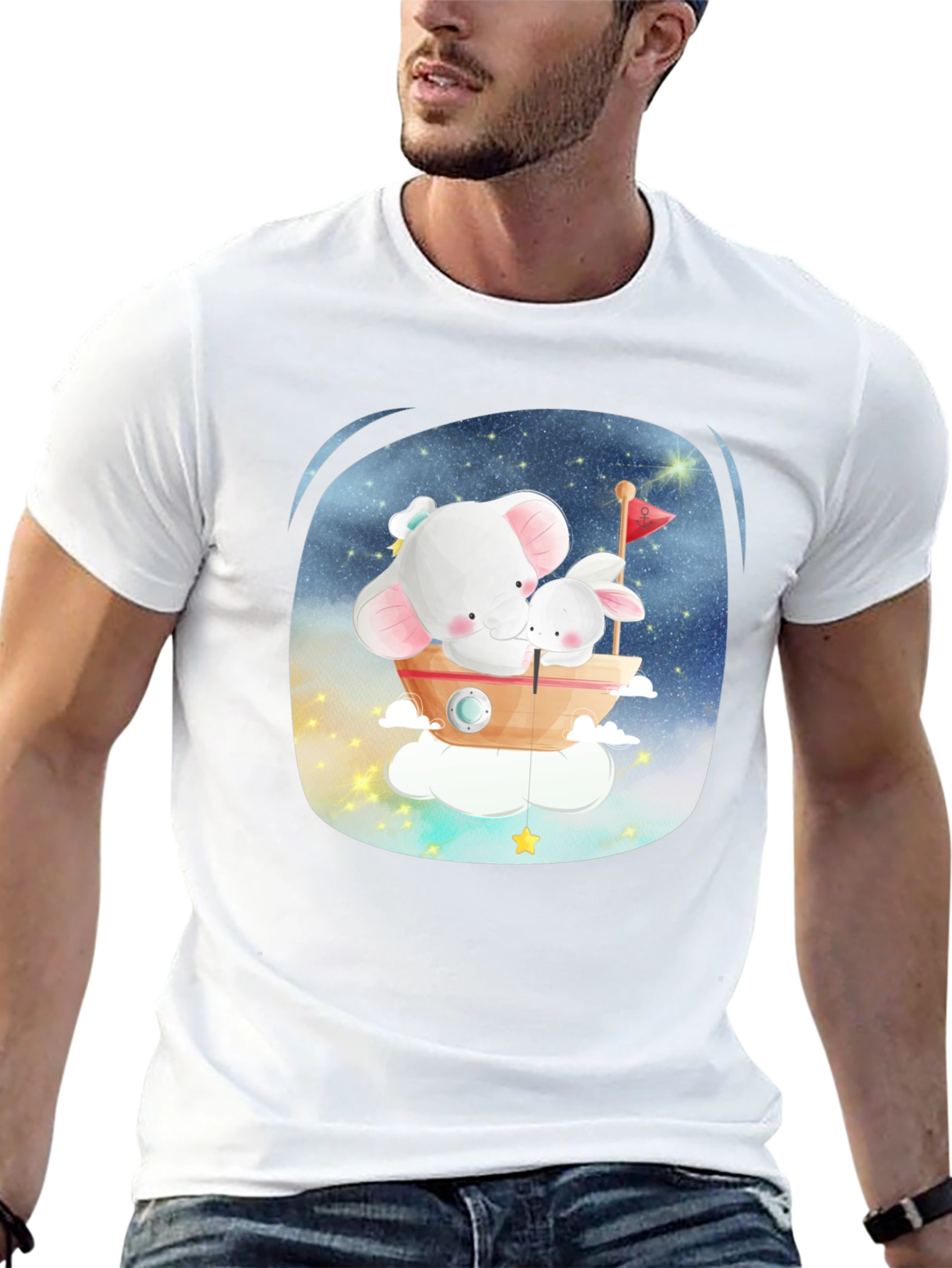 Cute Elephant & Bunny T-Shirt - Dreamy Design