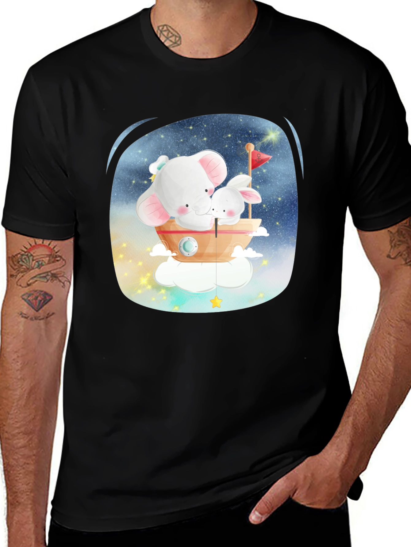 Cute Elephant & Bunny T-Shirt - Dreamy Design
