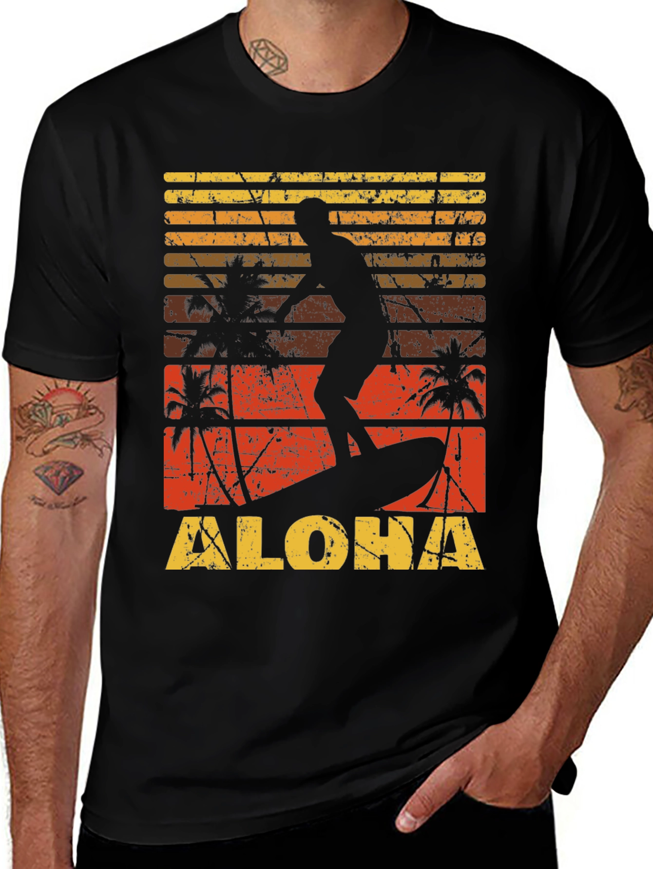 Retro Aloha Surfer Graphic Tee - Beach Vibes