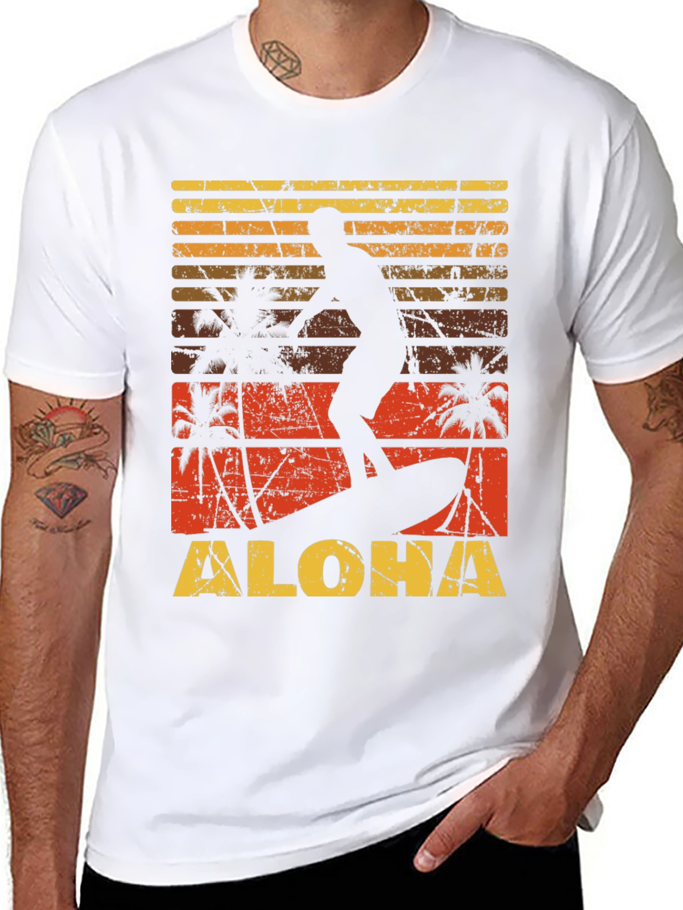 Retro Aloha Surfer Graphic Tee - Beach Vibes