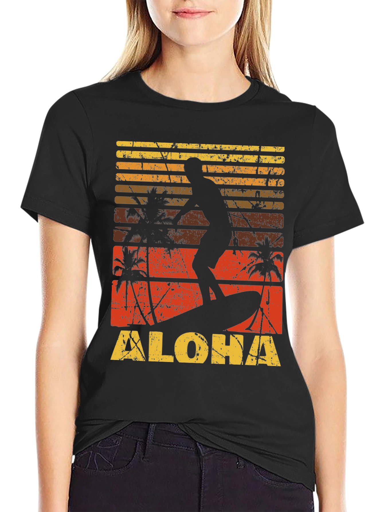 Retro Aloha Surfer Graphic Tee - Beach Vibes