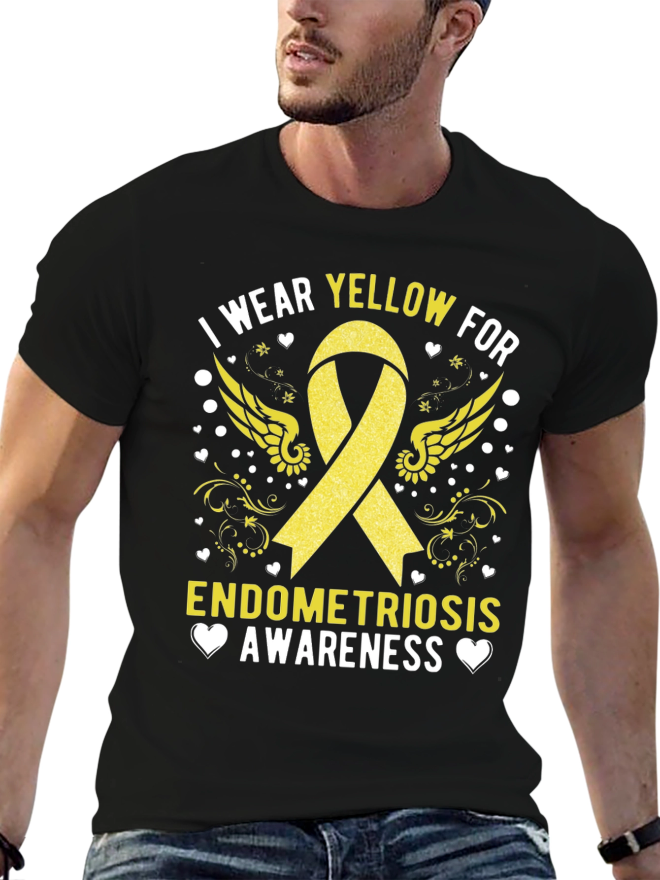 Endometriosis Awareness T-Shirt - Yellow Ribbon Support