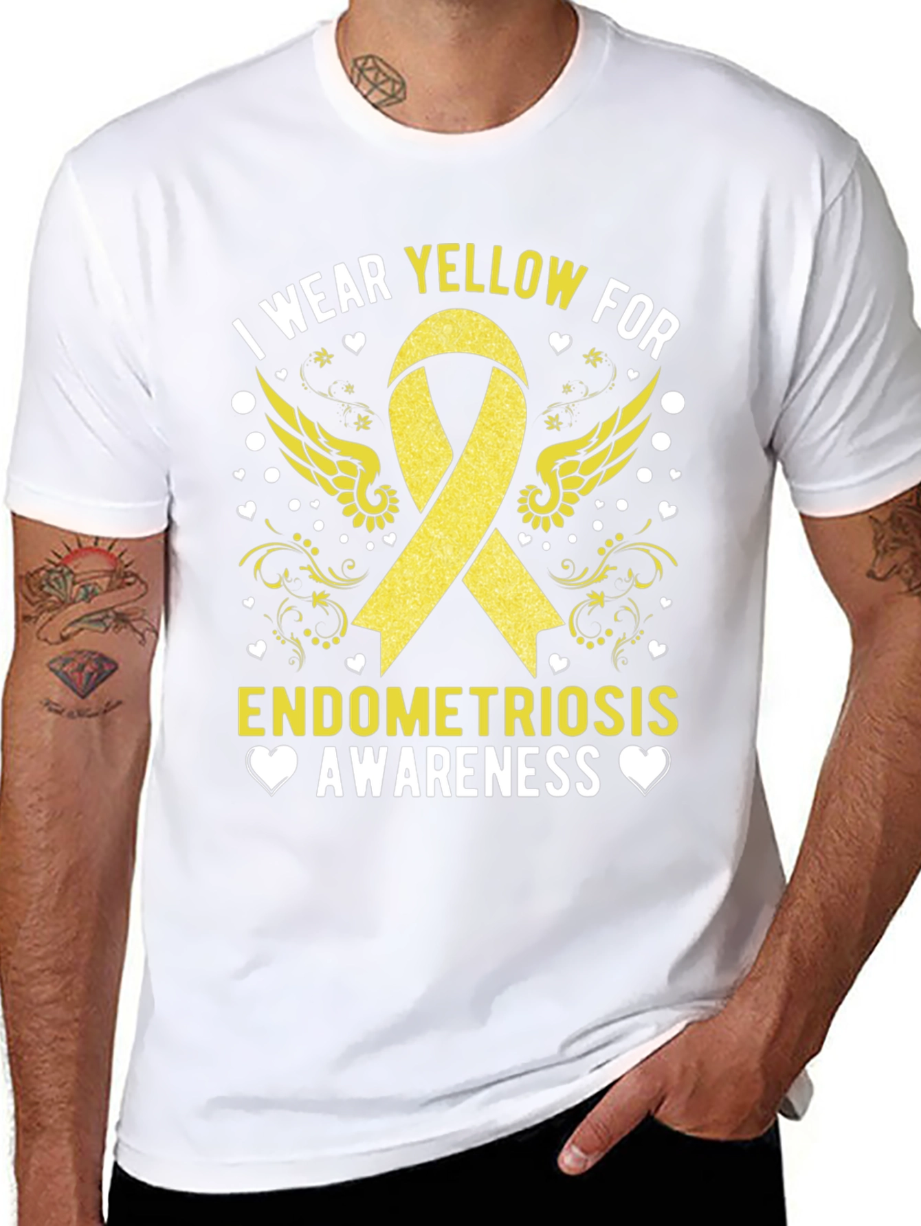 Endometriosis Awareness T-Shirt - Yellow Ribbon Support