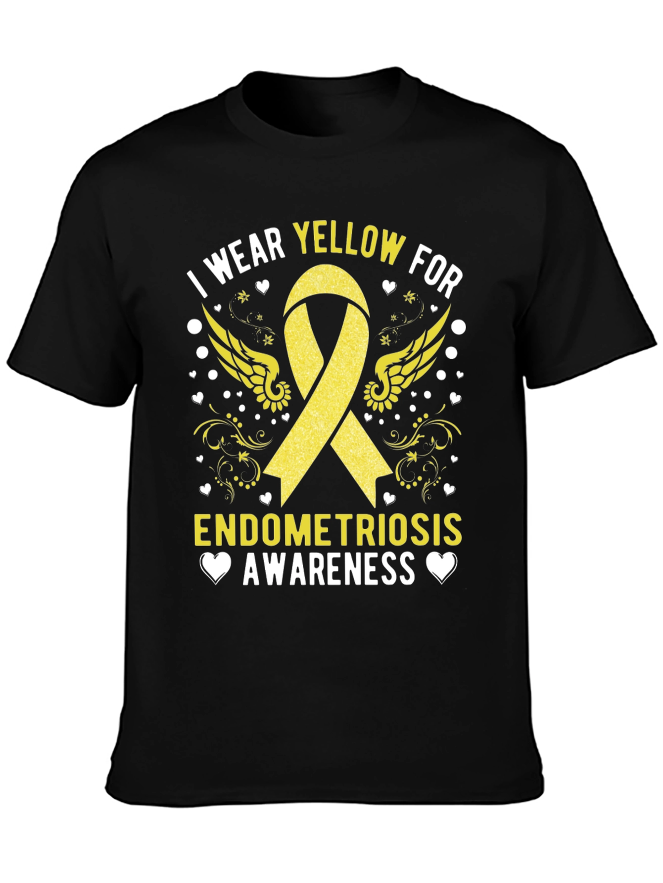Endometriosis Awareness T-Shirt - Yellow Ribbon Support