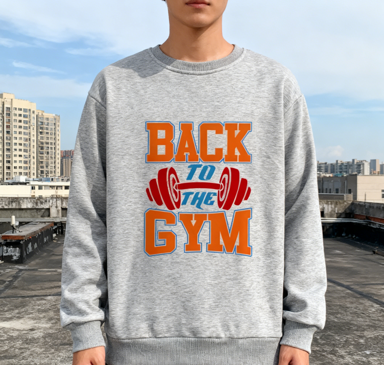 Motivational 'BACK TO THE GYM' Graphic Sweatshirt