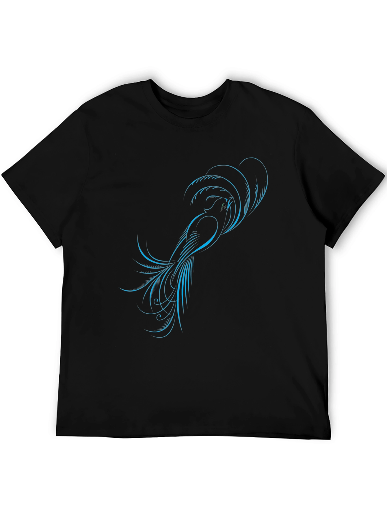 Stylish Black T-Shirt with Blue Bird Design