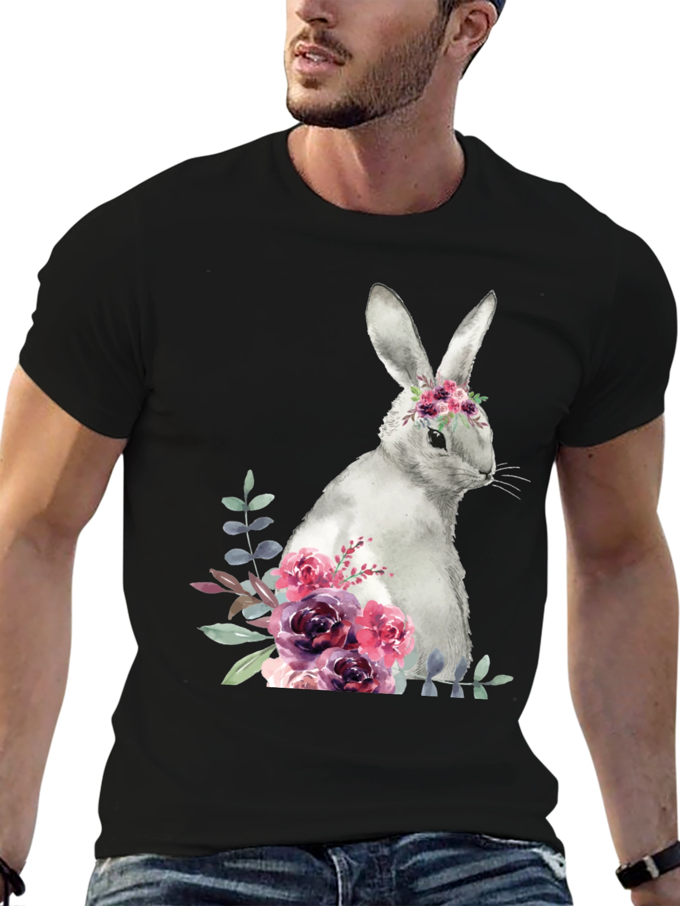 Floral Bunny Graphic T-Shirt