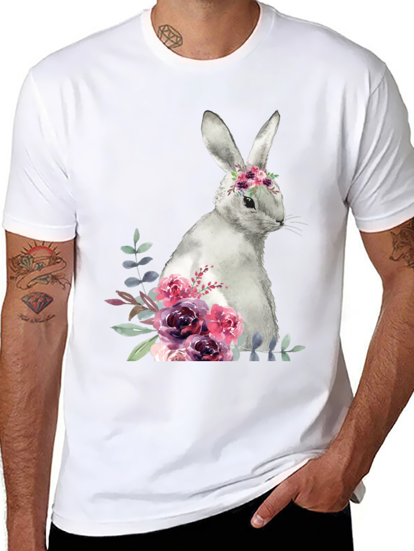 Floral Bunny Graphic T-Shirt