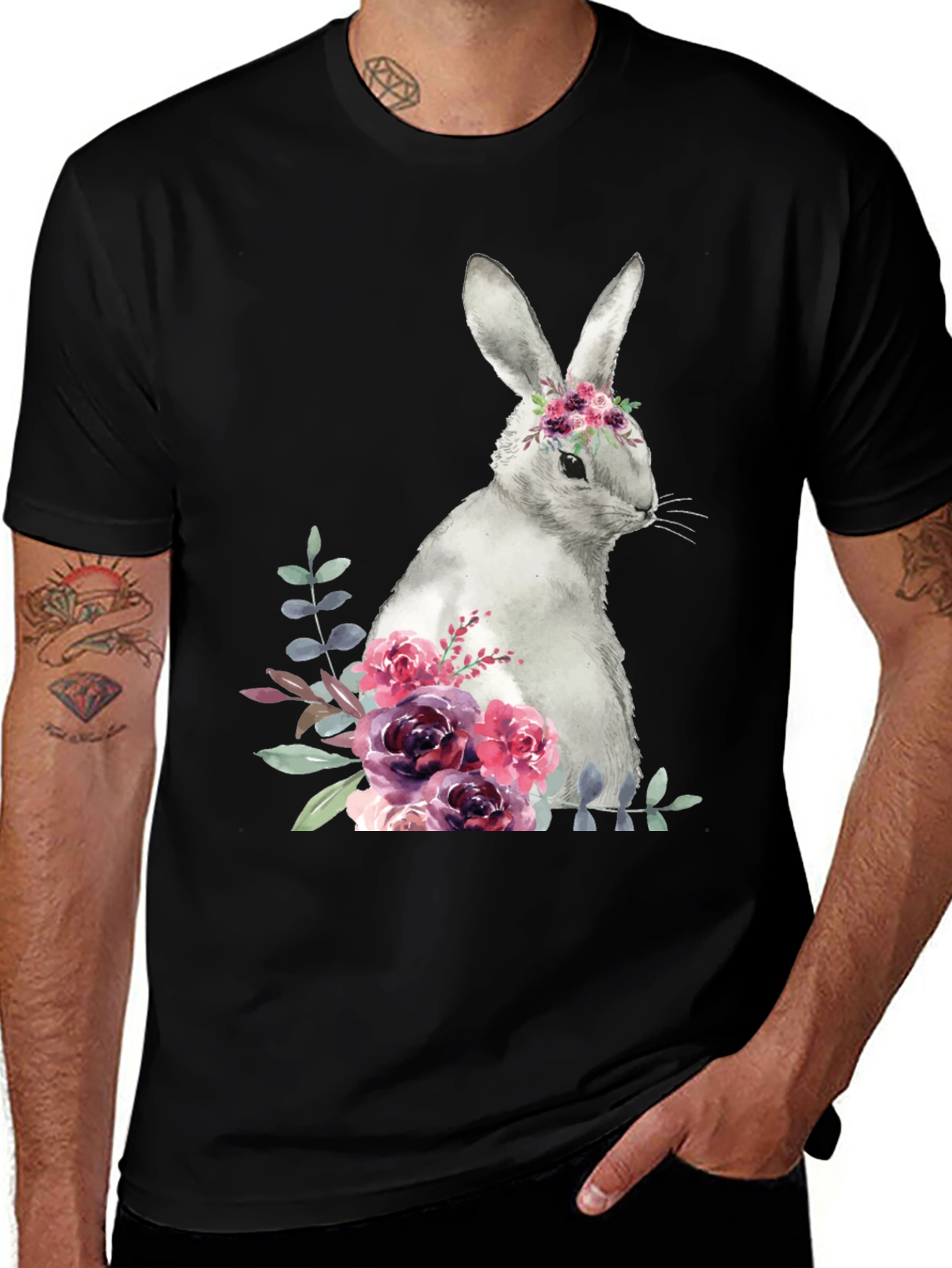 Floral Bunny Graphic T-Shirt