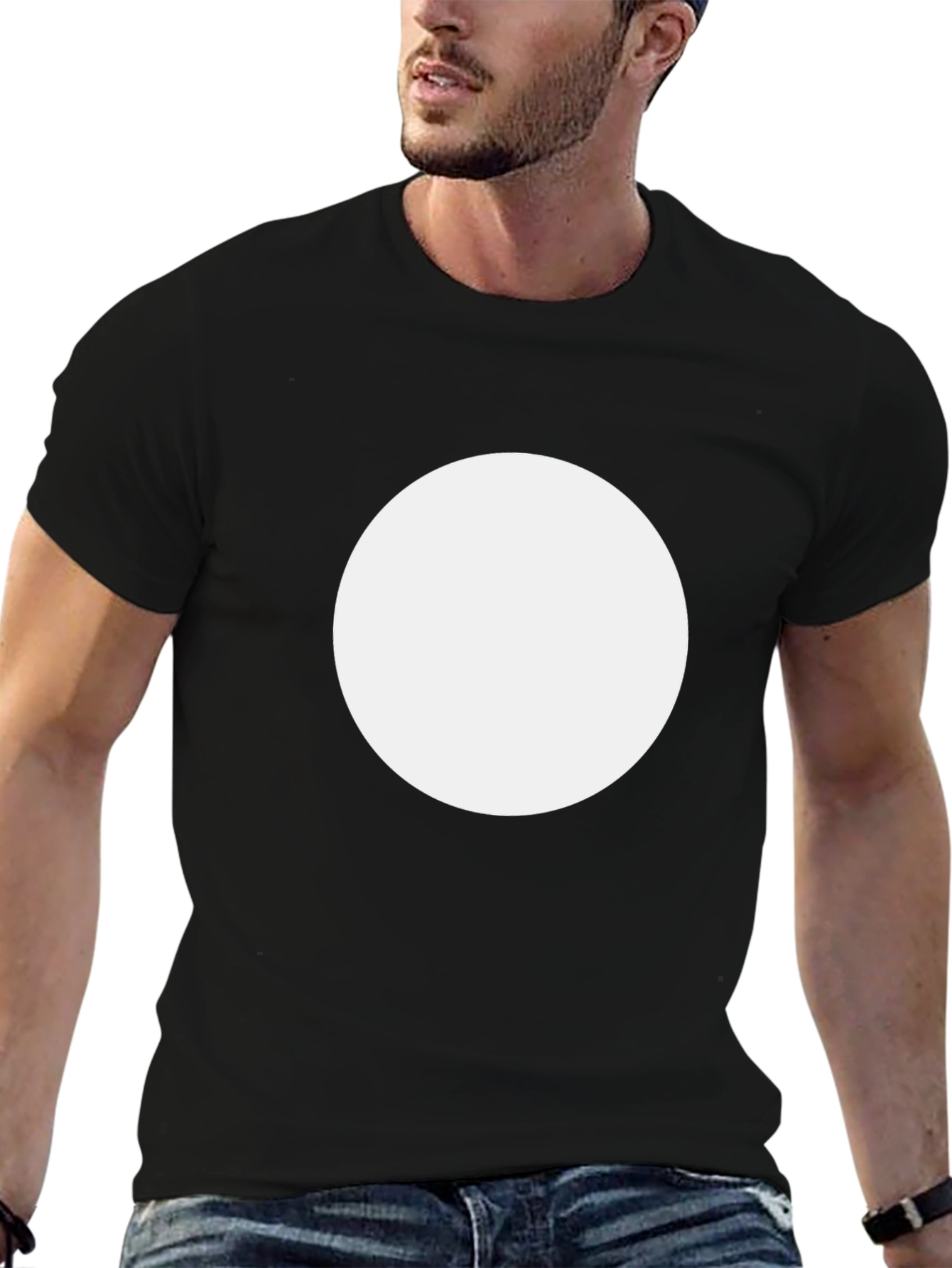 Minimalist Black T-Shirt with White Circle Design