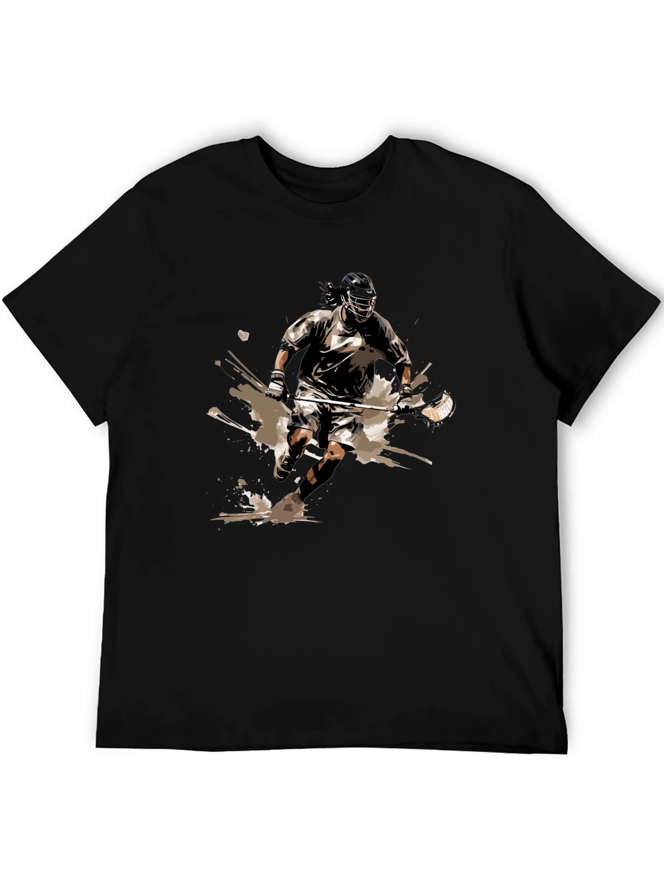 Lacrosse Player Graphic Tee - Black Cotton Comfort