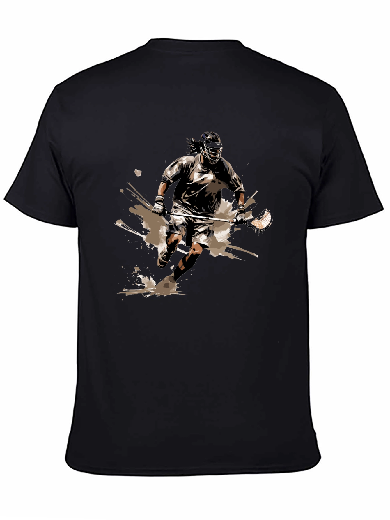 Lacrosse Player Graphic Tee - Black Cotton Comfort