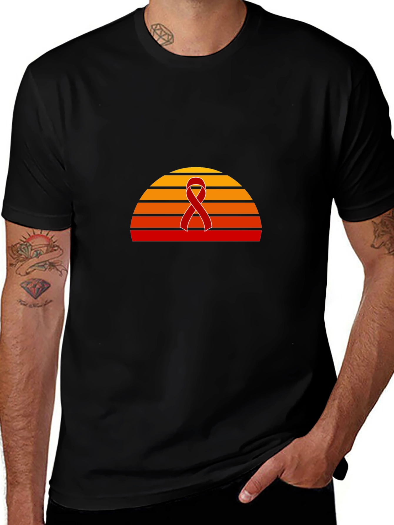 Retro Sunset Awareness Ribbon Graphic Tee