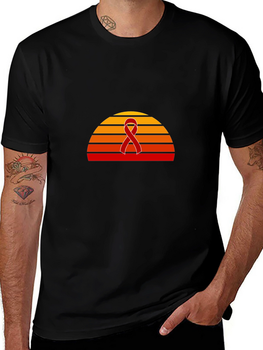 Retro Sunset Awareness Ribbon Graphic Tee