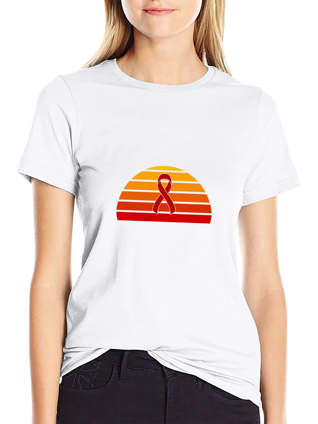 Retro Sunset Awareness Ribbon Graphic Tee