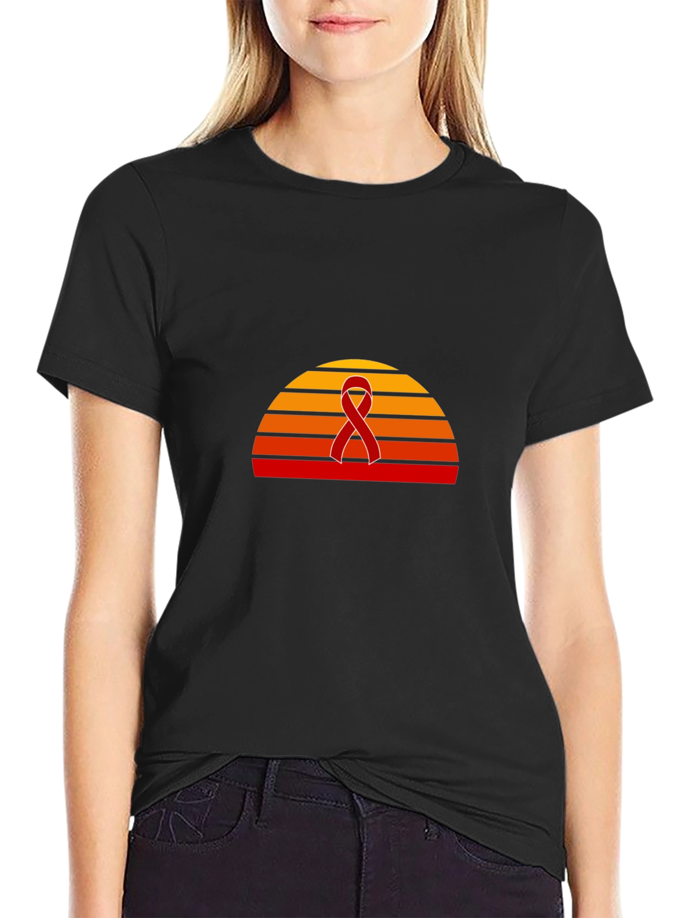 Retro Sunset Awareness Ribbon Graphic Tee