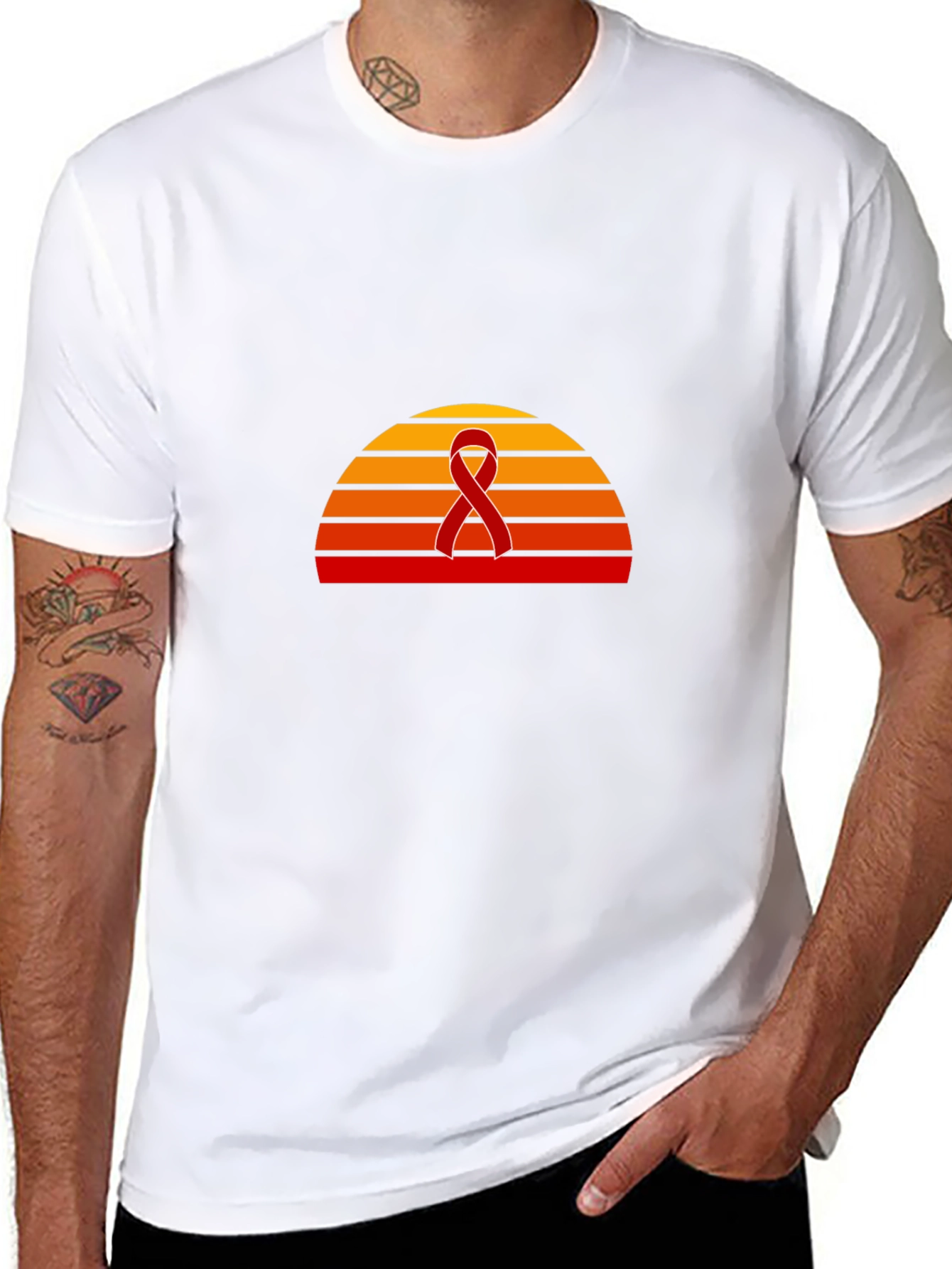 Retro Sunset Awareness Ribbon Graphic Tee