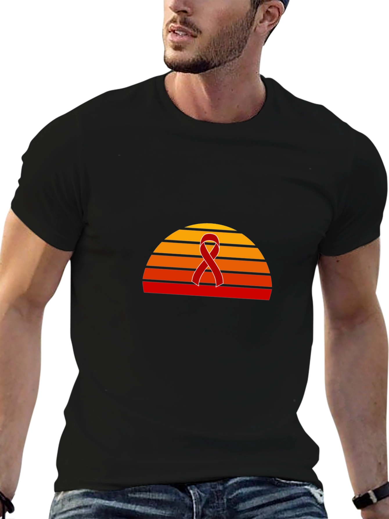 Retro Sunset Awareness Ribbon Graphic Tee