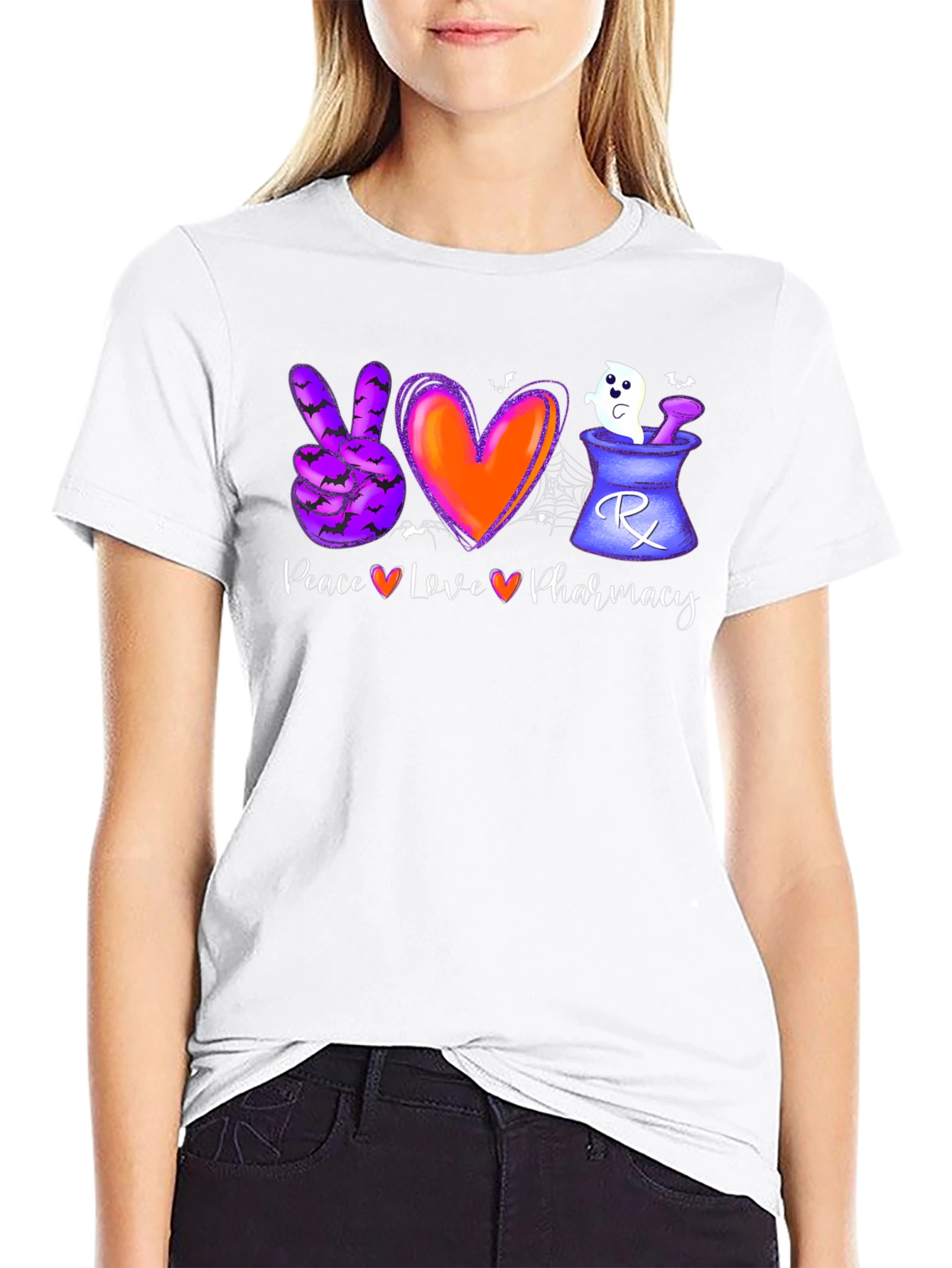 Halloween Pharmacy T-Shirt: Peace Love Pharmacy