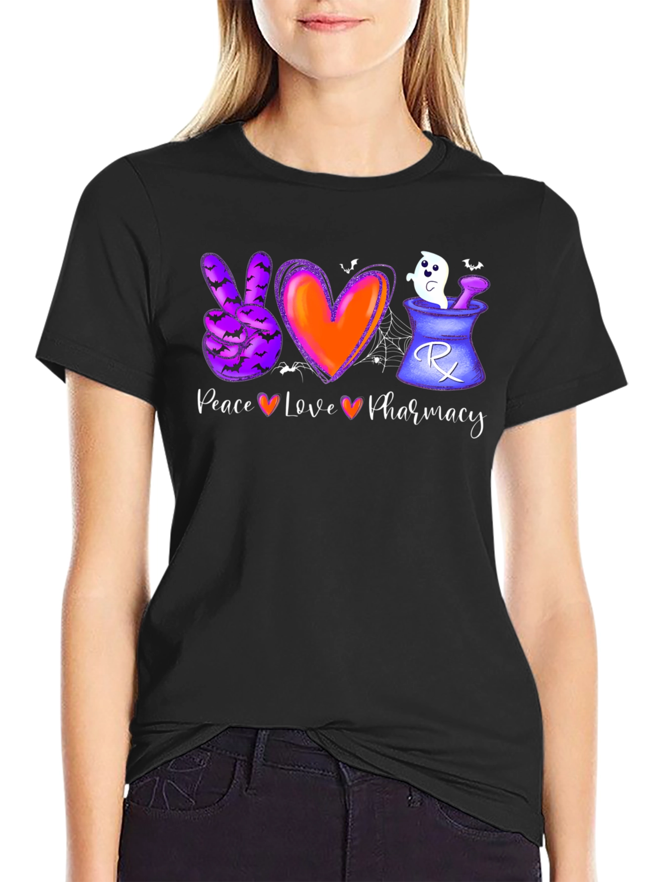 Halloween Pharmacy T-Shirt: Peace Love Pharmacy