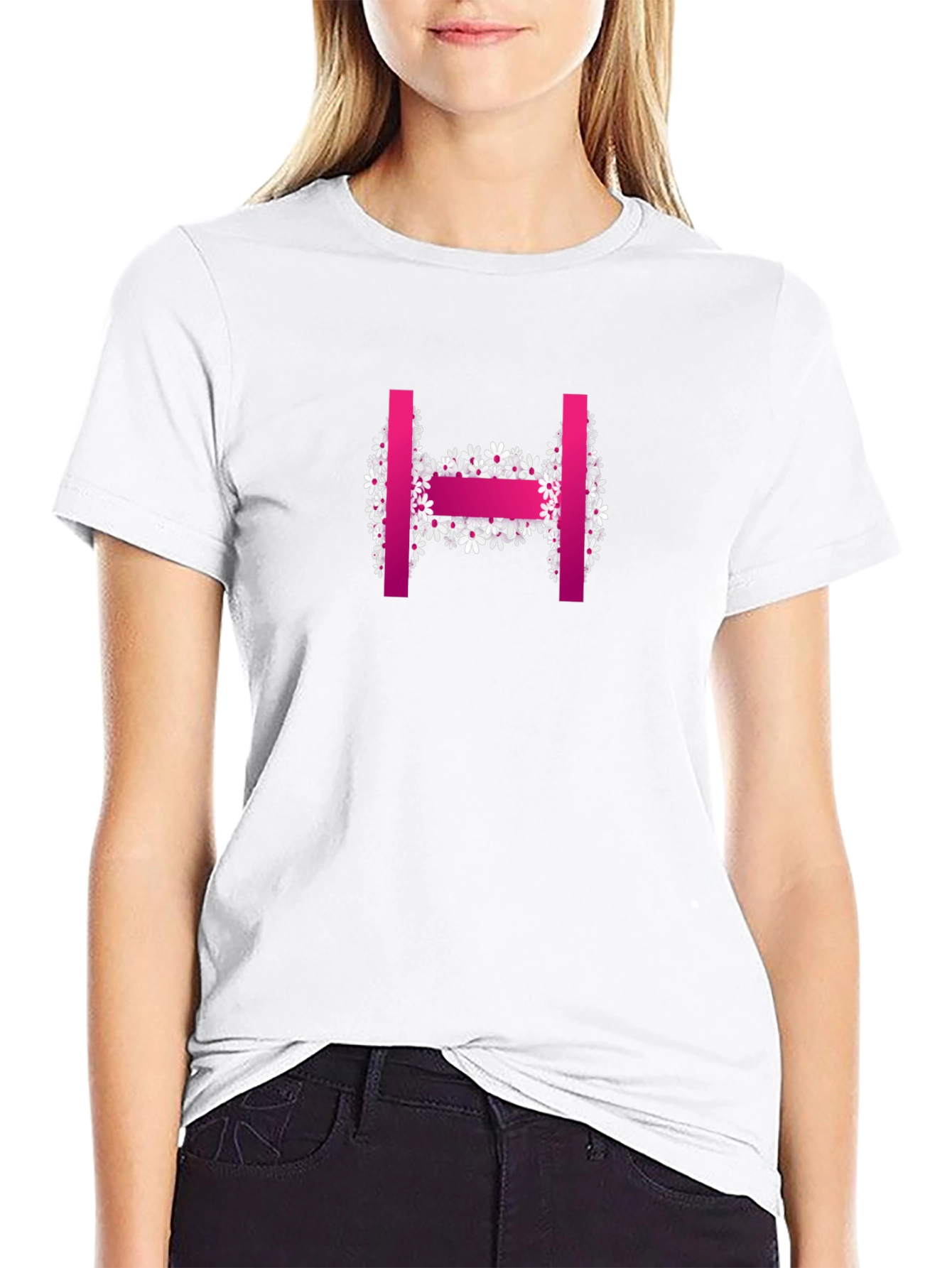 Floral H Letter T-Shirt - Stylish & Unique