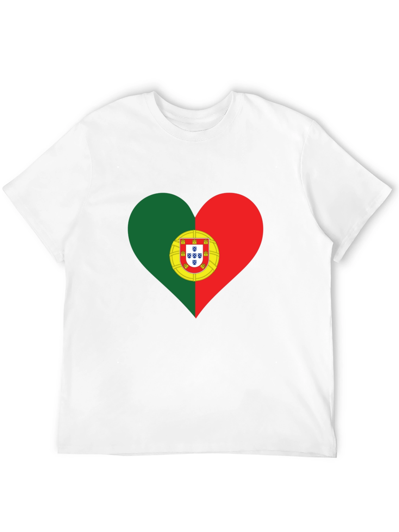 Portugal Flag Heart T-Shirt - Black Tee