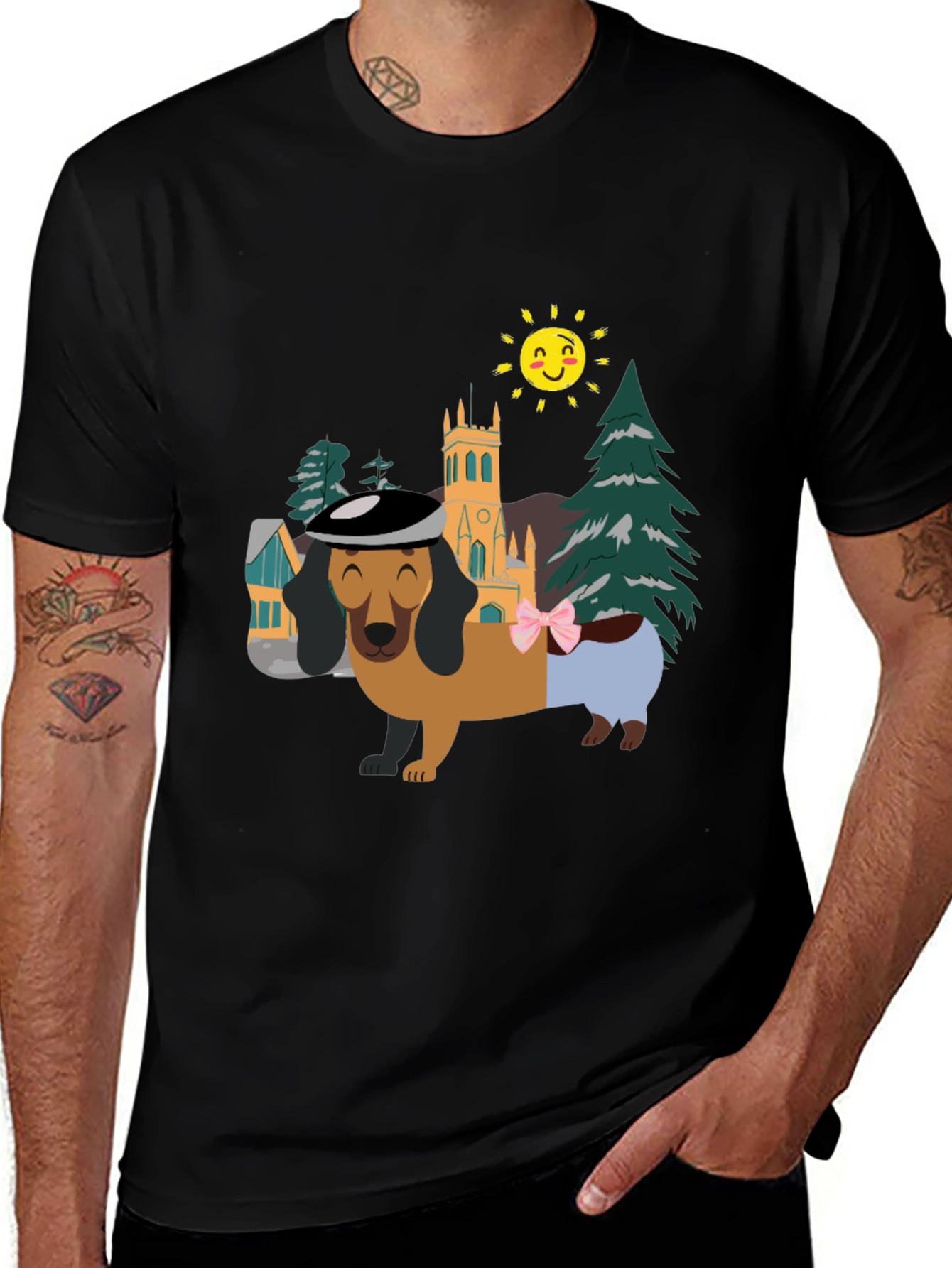 Dachshund Landscape Graphic Tee - Stylish & Fun!