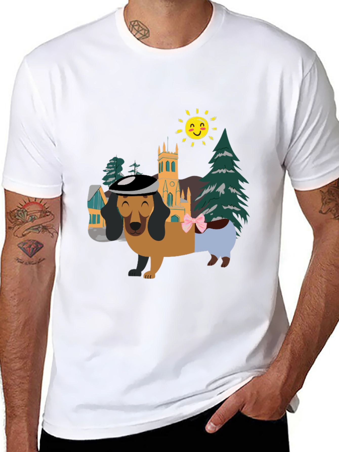 Dachshund Landscape Graphic Tee - Stylish & Fun!