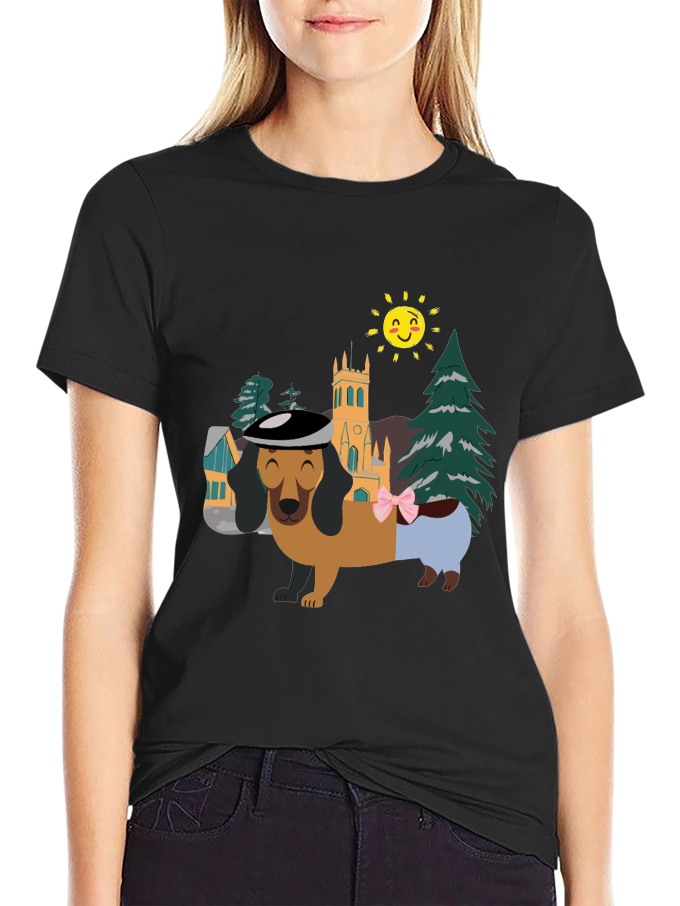 Dachshund Landscape Graphic Tee - Stylish & Fun!