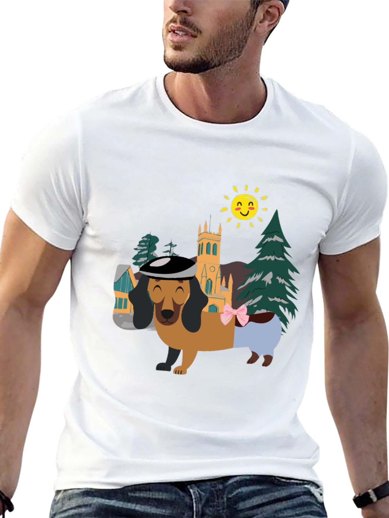 Dachshund Landscape Graphic Tee - Stylish & Fun!