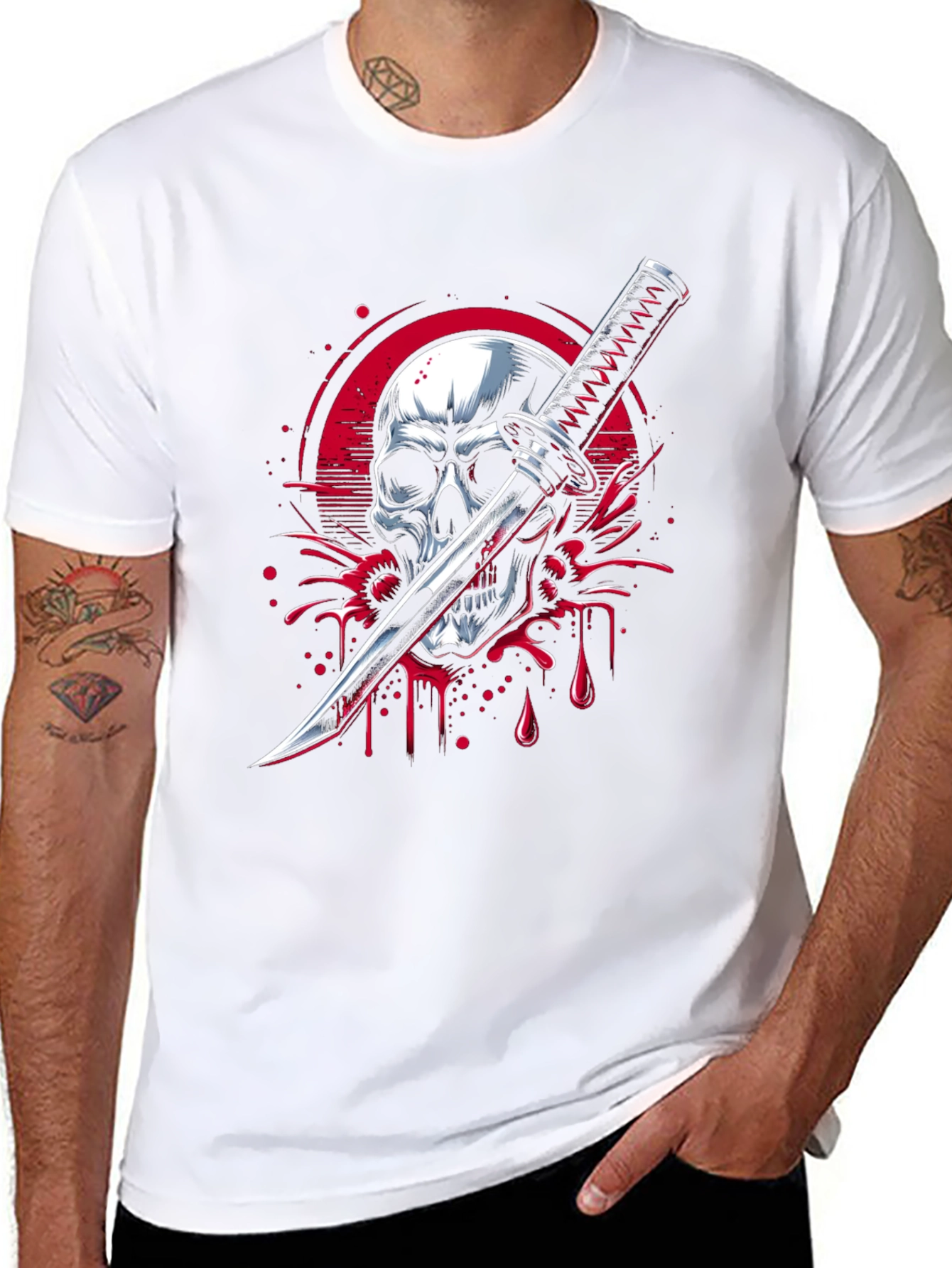 Skull & Katana Graphic Tee - Edgy Streetwear