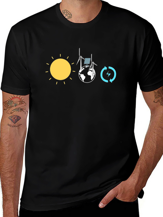 Eco-Friendly T-Shirt: Solar Wind and Energy Circle Design