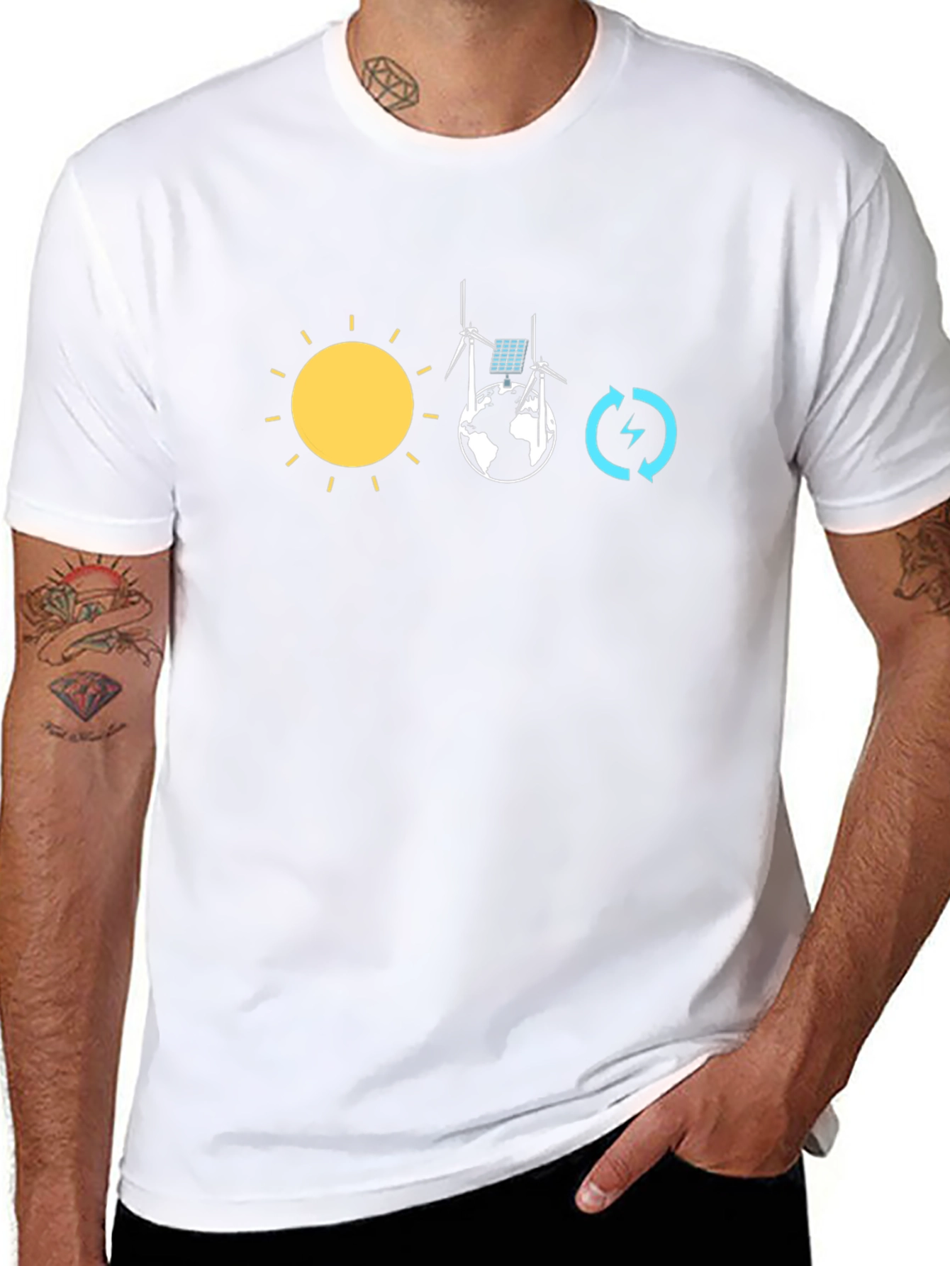 Eco-Friendly T-Shirt: Solar Wind and Energy Circle Design