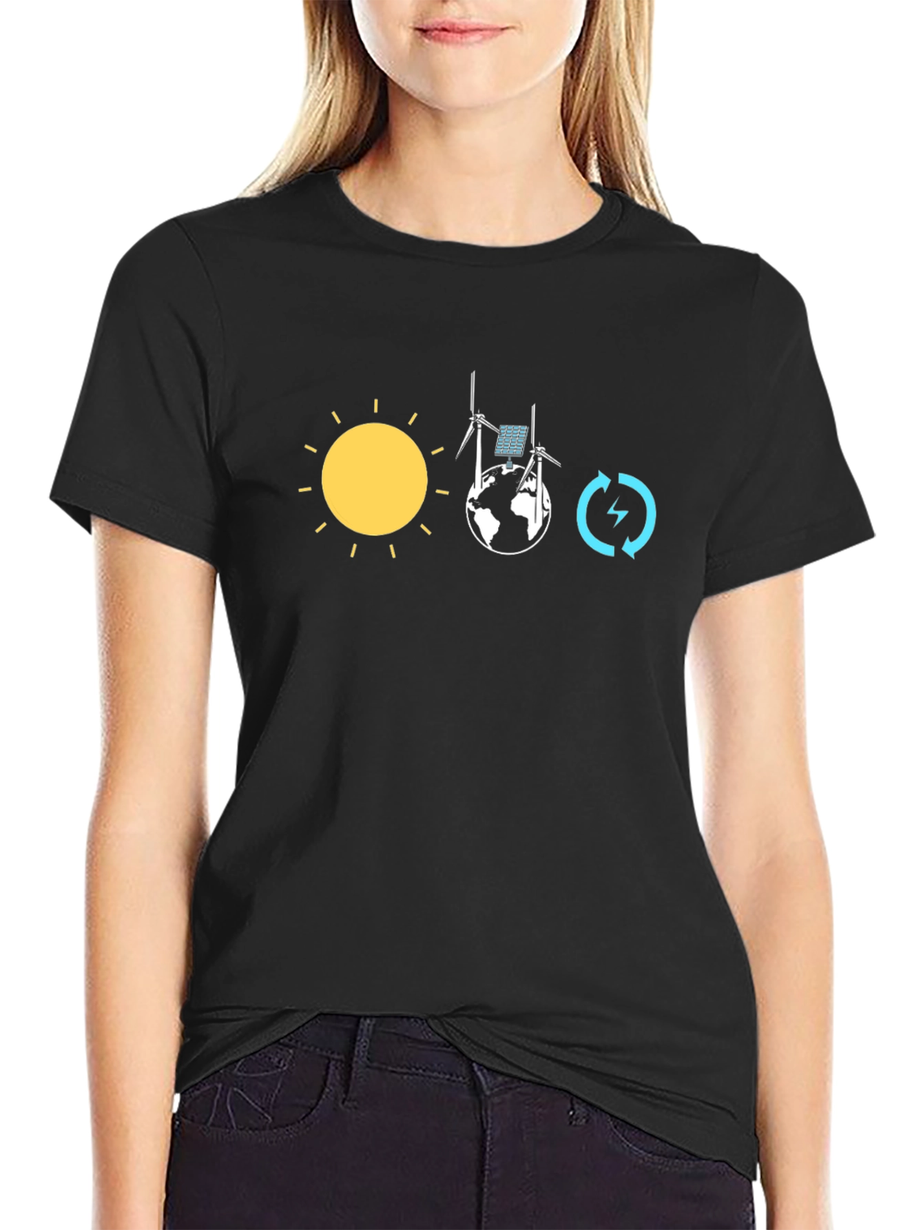 Eco-Friendly T-Shirt: Solar Wind and Energy Circle Design