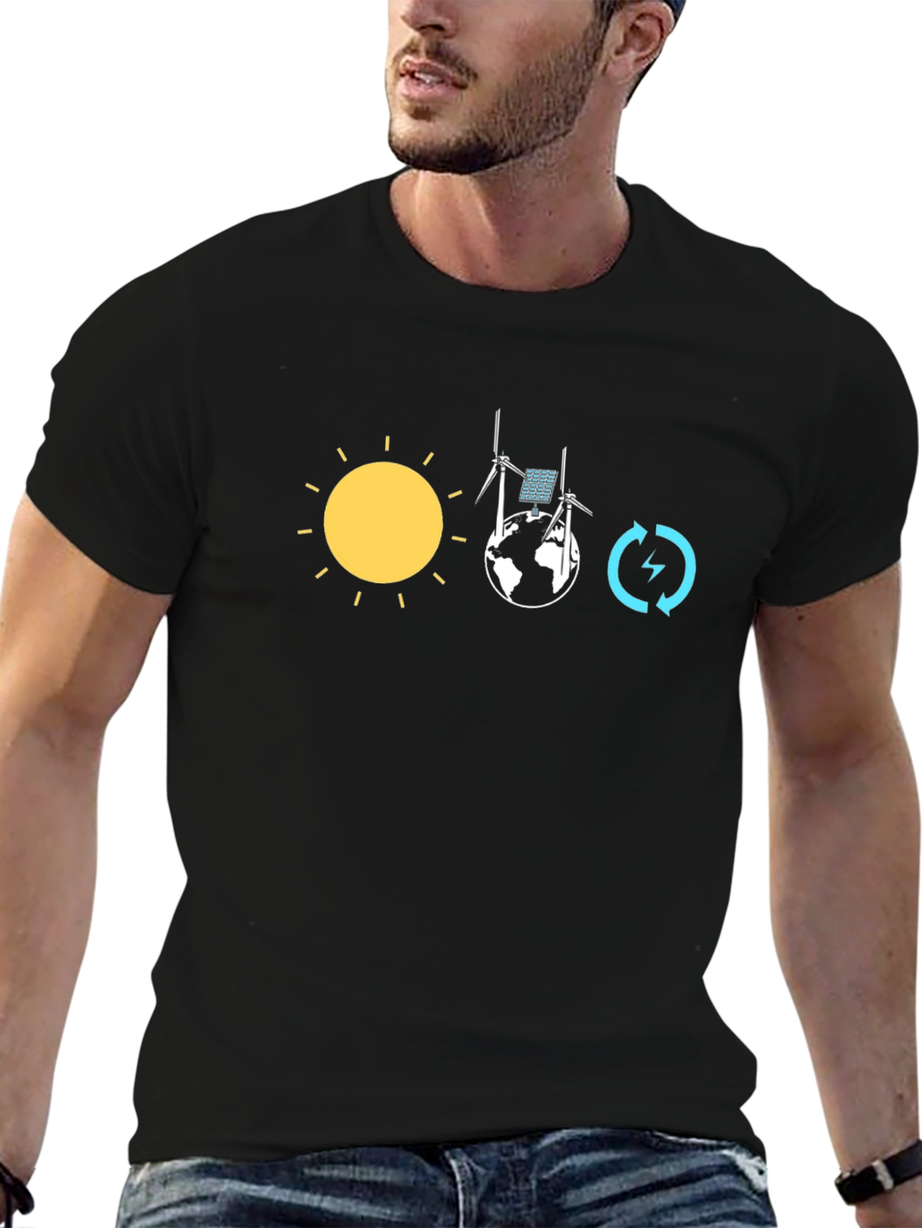 Eco-Friendly T-Shirt: Solar Wind and Energy Circle Design