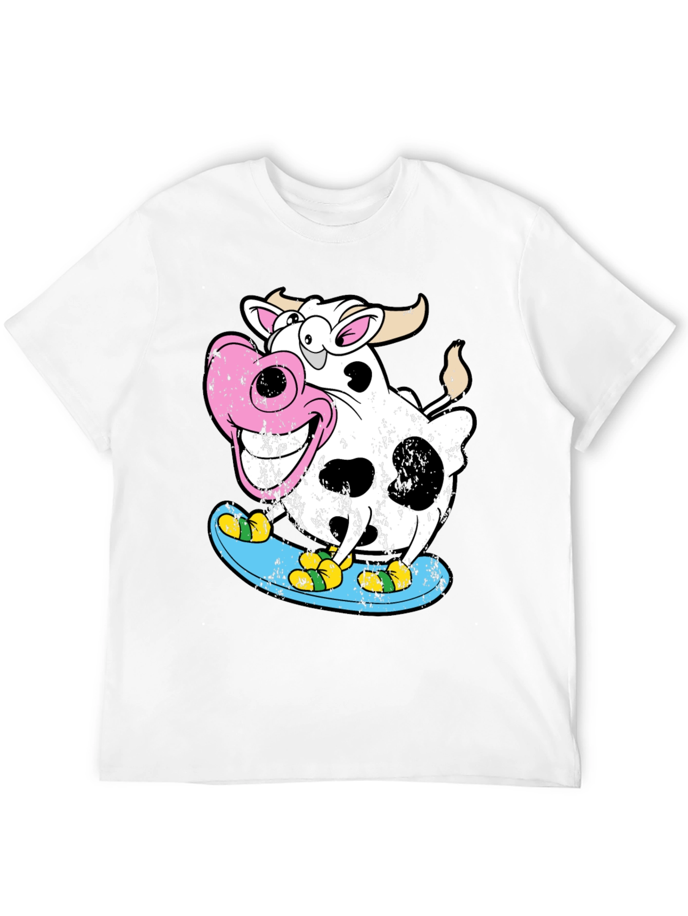 Cow Skateboarder Graphic Tee - Cool Cartoon Design