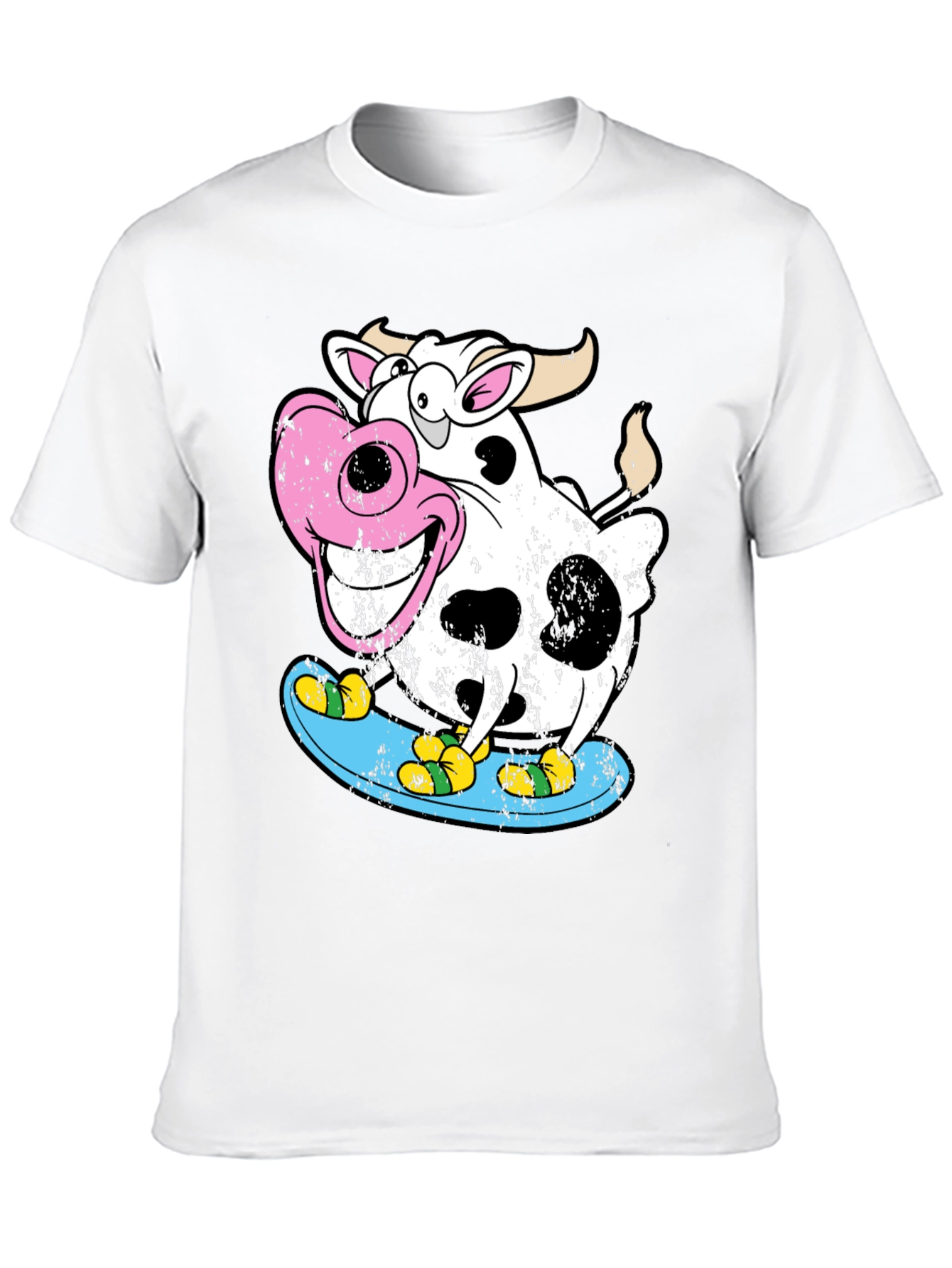 Cow Skateboarder Graphic Tee - Cool Cartoon Design