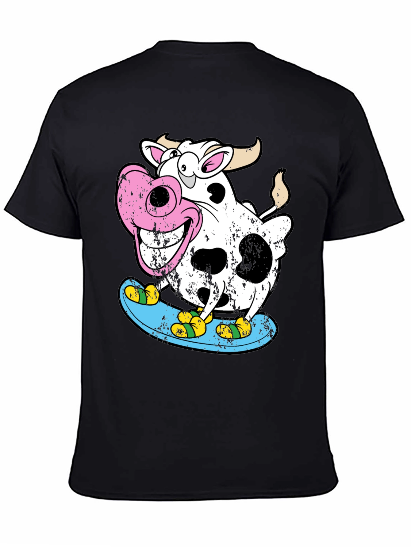 Cow Skateboarder Graphic Tee - Cool Cartoon Design