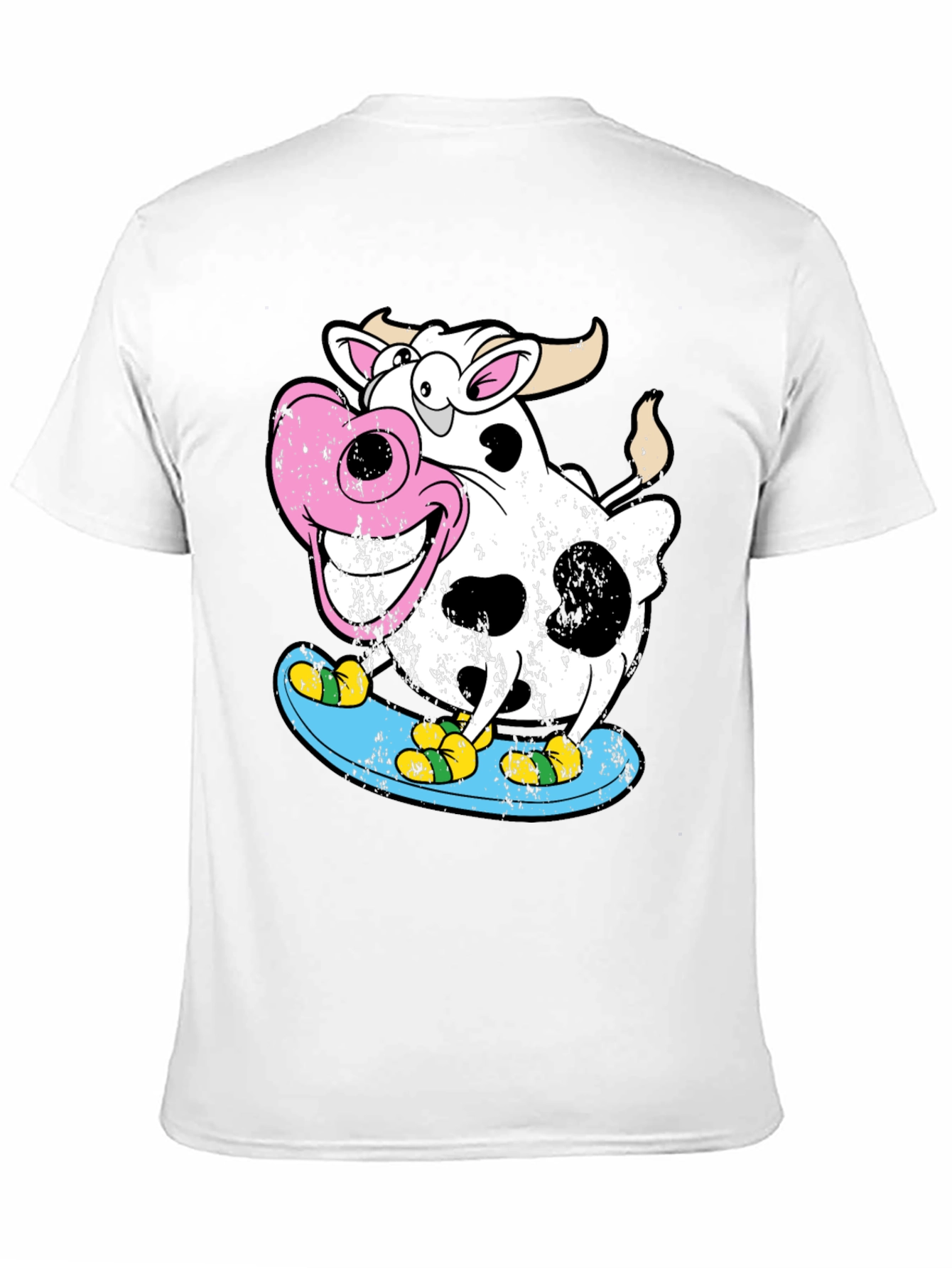 Cow Skateboarder Graphic Tee - Cool Cartoon Design