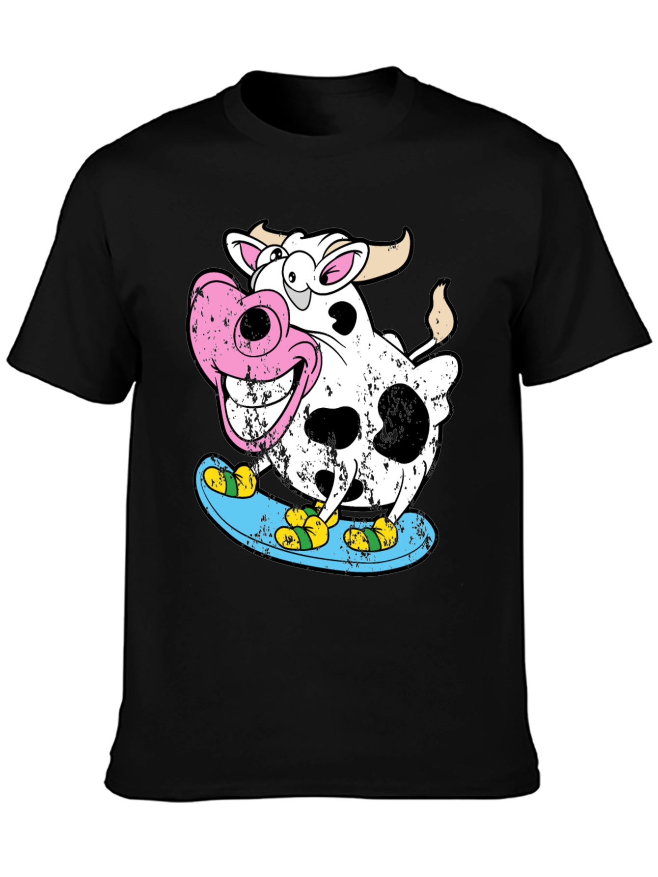 Cow Skateboarder Graphic Tee - Cool Cartoon Design