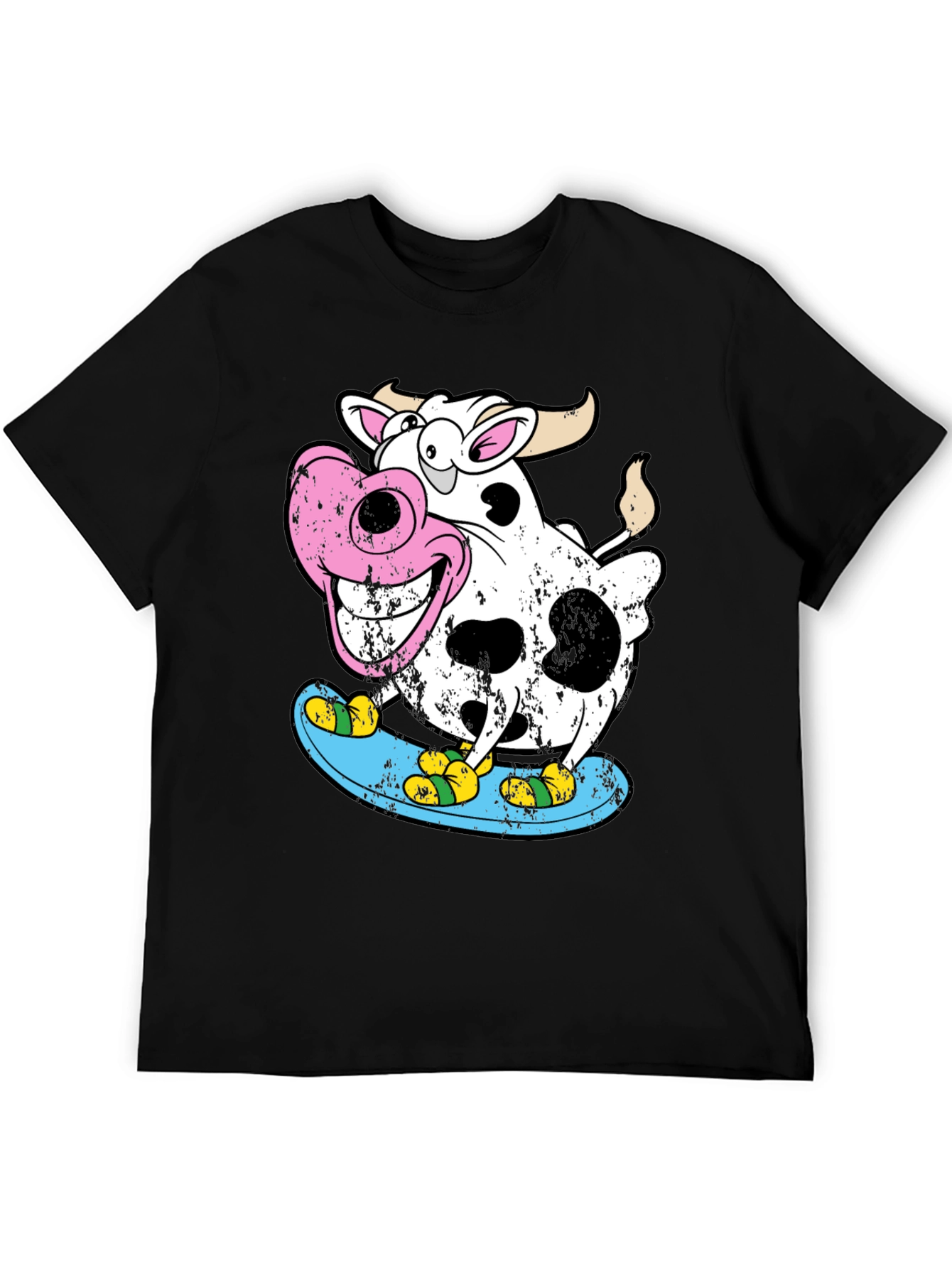 Cow Skateboarder Graphic Tee - Cool Cartoon Design