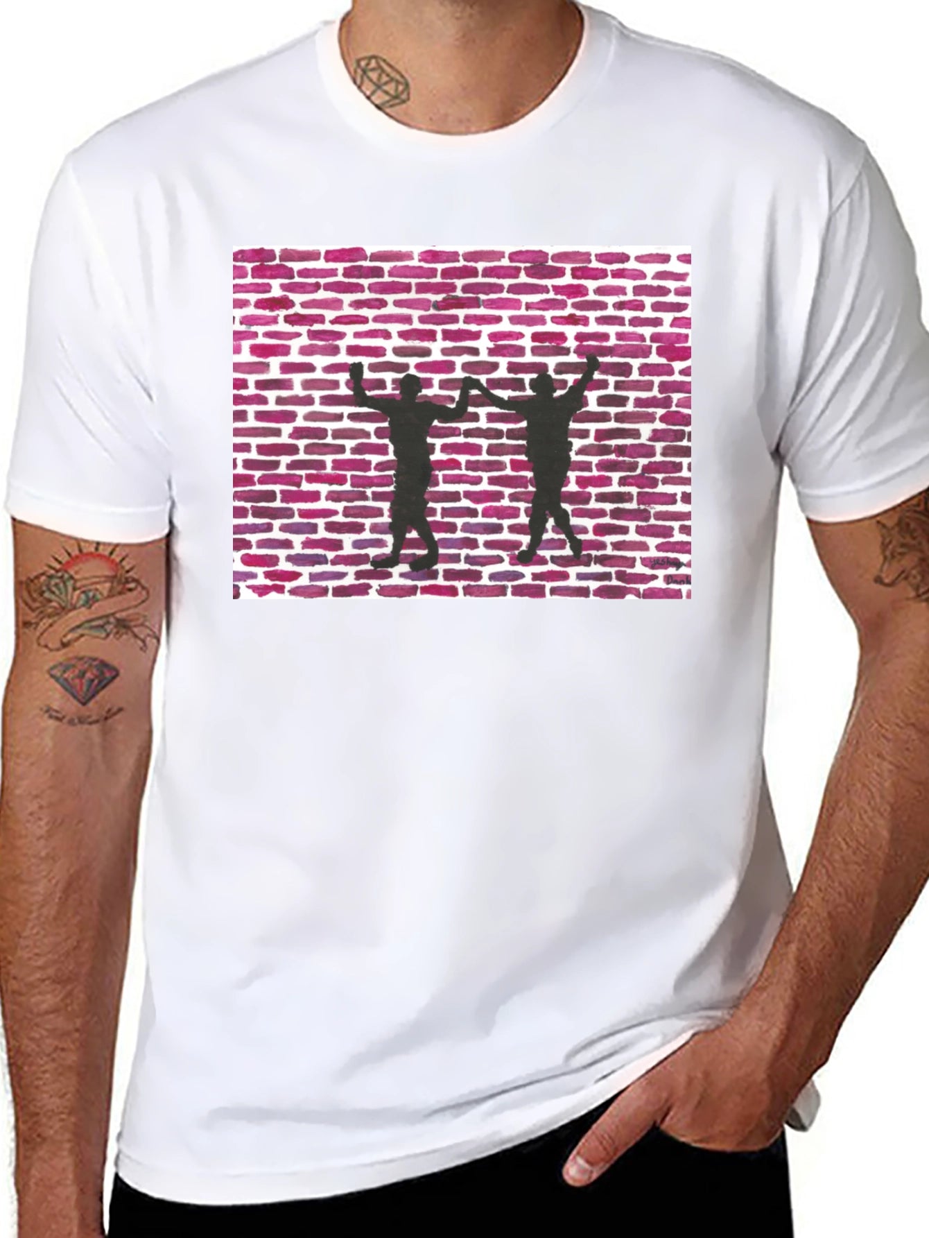 Brick Wall Dance Silhouette Graphic Tee - Black