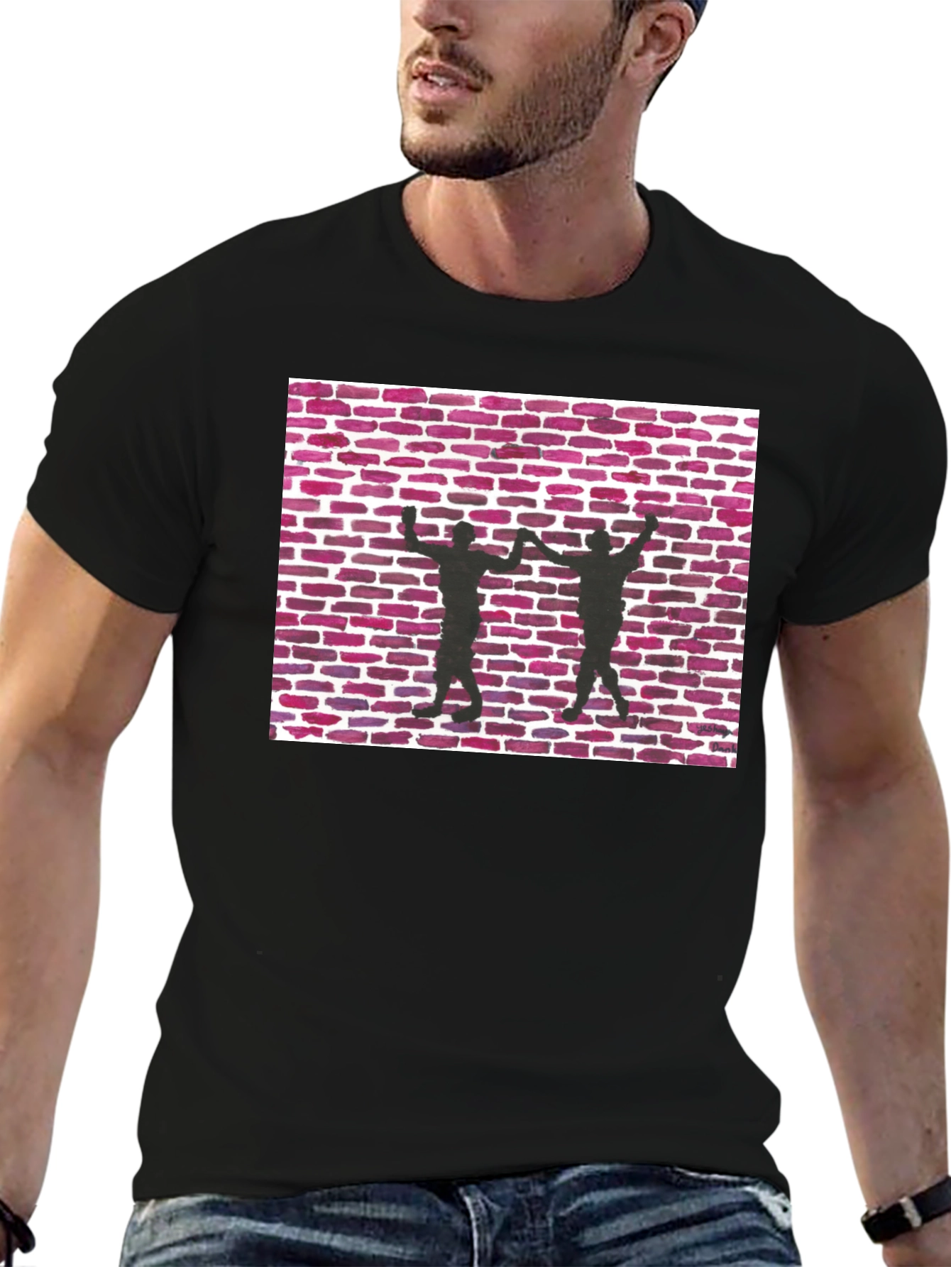 Brick Wall Dance Silhouette Graphic Tee - Black