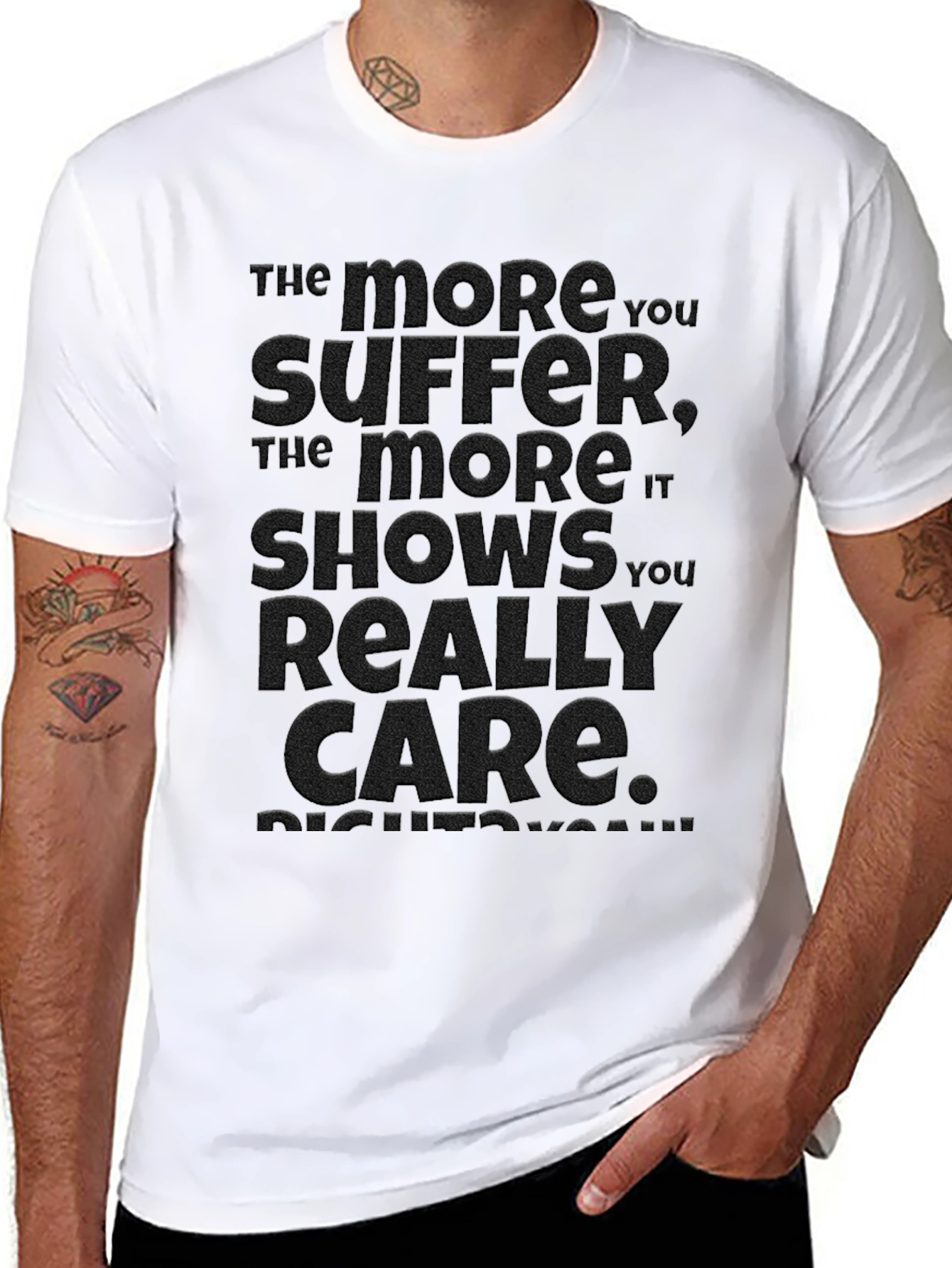 Embossed Suffer Care Graphic T-Shirt