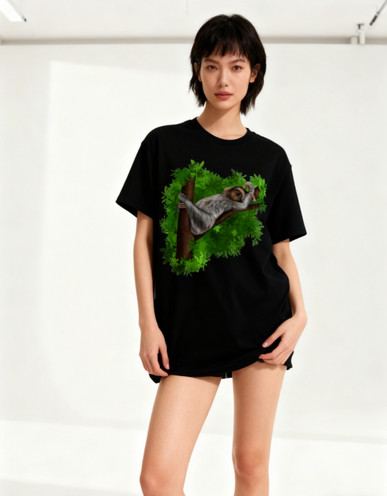 Cute Sloth Jungle Graphic T-Shirt - Animal Lover Casual Comfort Tee