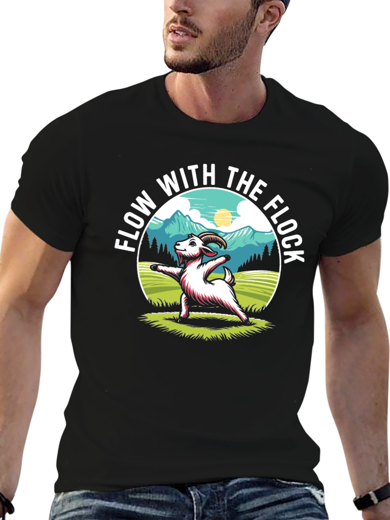 Flow With The Flock Yoga Goat T-Shirt