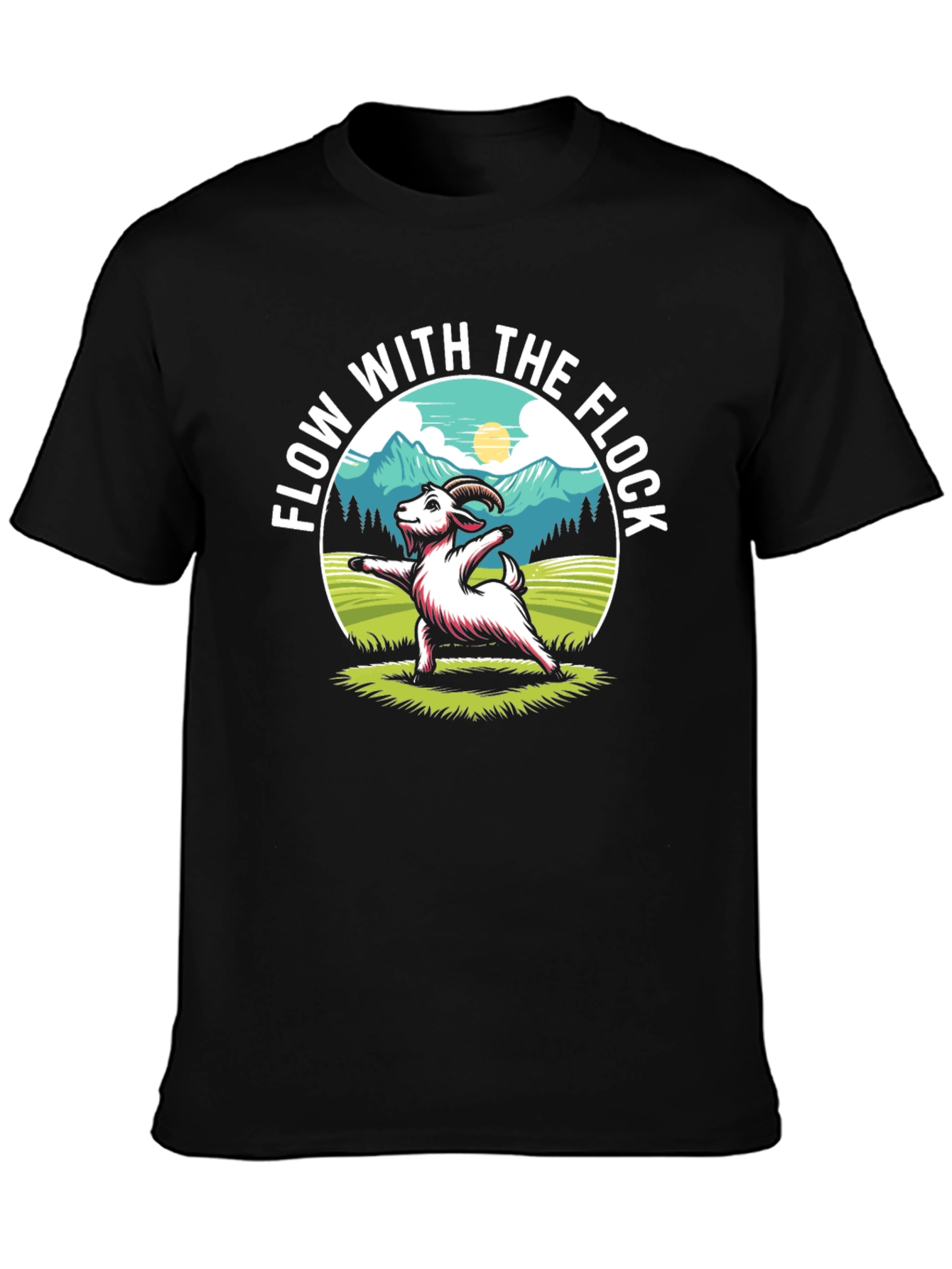 Flow With The Flock Yoga Goat T-Shirt